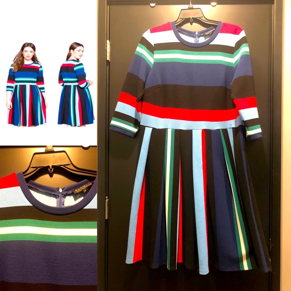 Eloquii Opposing Striped Knit Dress 18